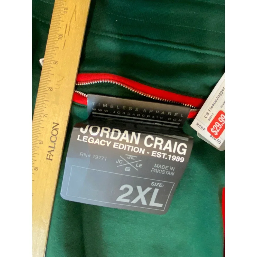 Jordan Craig Track Pants 2XL Green Red Stripe Joggers Zip Ankle Athletic - Picture 7 of 10